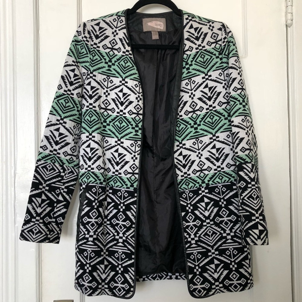 Aztec boho print long cardigan jacket